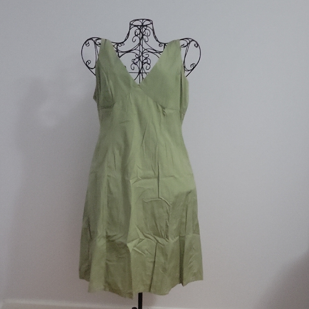 Eddie Bauer Light Green V-Neck Mini Dress